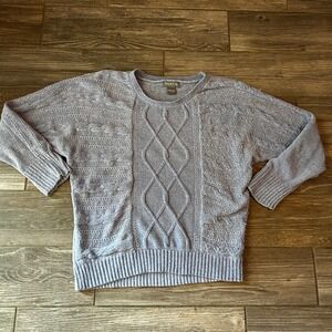 PALETTE Womens Cable Knit Sweater Periwinkle Blue Long‎ Sleeve Crew Neck Size L